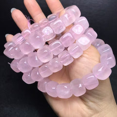 Square-bead rose quartz bracelet