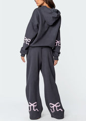 Christmas Sale 50% OFF - Women's Bow Detail Hoodie Sweat Set