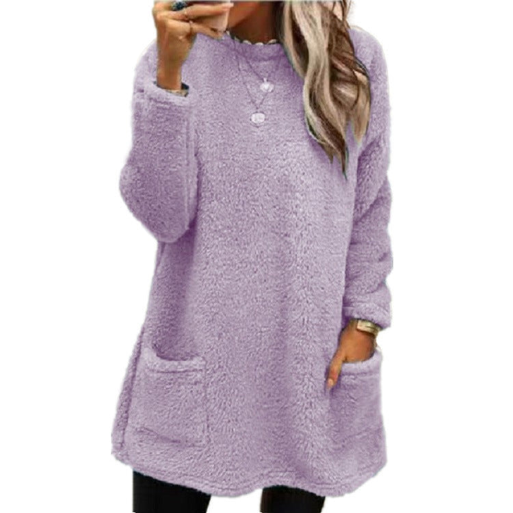 🔥LAST DAY 50% OFF🔥 Women's Long Sleeve Pocket Plush Sweatshirt