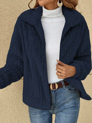 Casual Lapel Zipper Warm Plush Fleece Zipper Jacket Coat