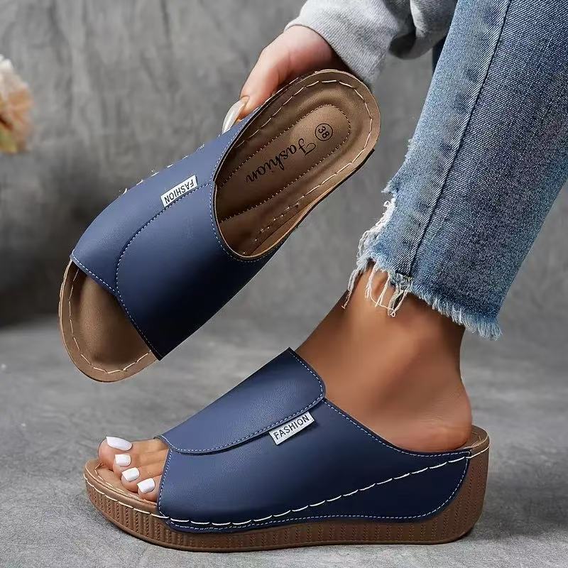 Comfortable Slides with Arch Support - Women's Plain Breathable Sandals