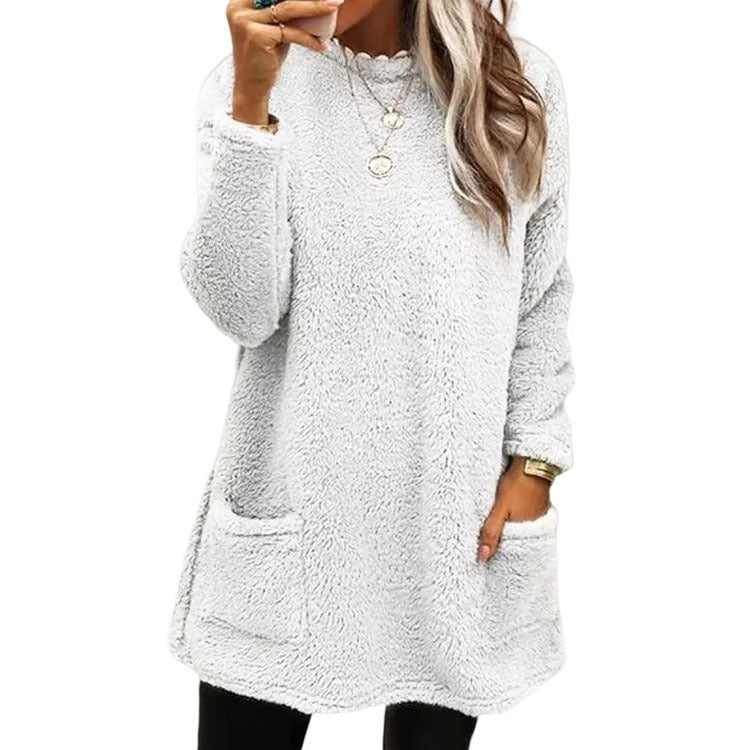 🔥LAST DAY 50% OFF🔥 Women's Long Sleeve Pocket Plush Sweatshirt