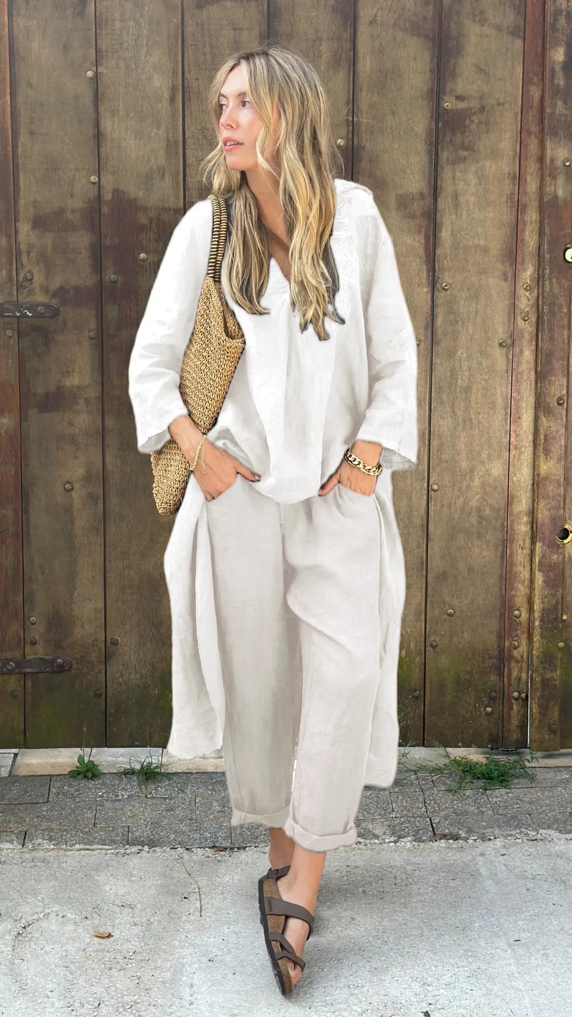 Comfortable Cotton and linen casual solid color 2-piece Set(Buy 2 Free Shipping)